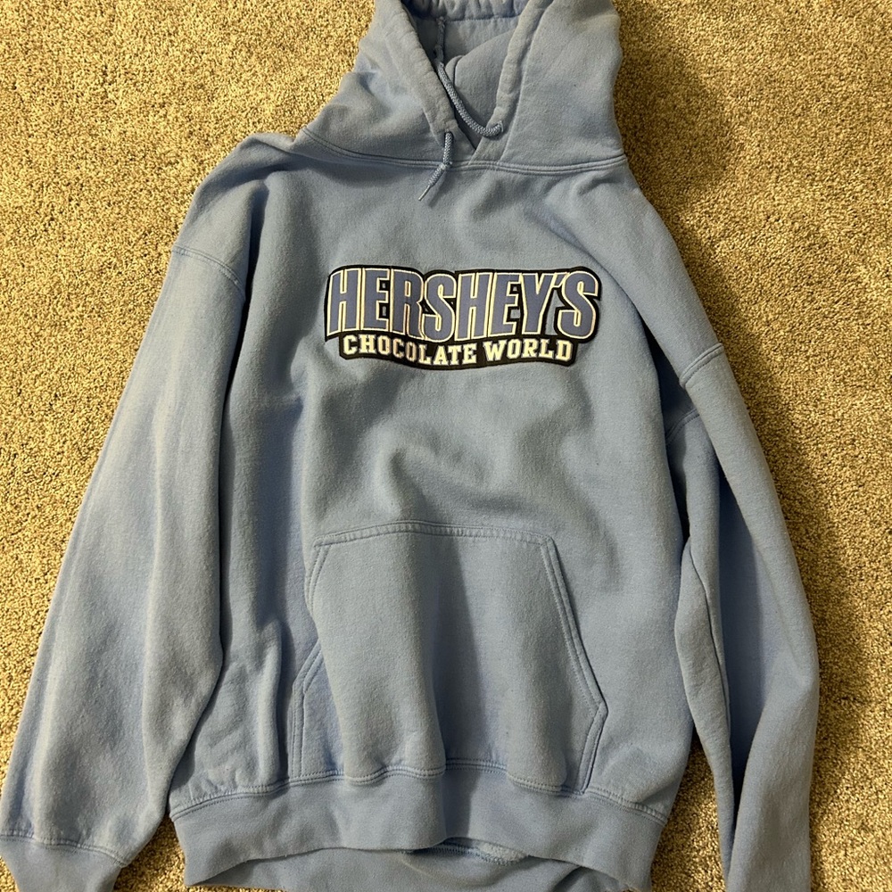 Women’s large blue Hershey chocolate world hoodie